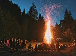 Large midsummer bonfire